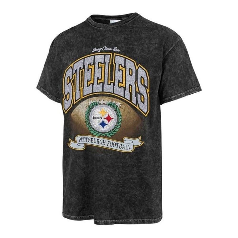 Pittsburgh Steelers Football T-Shirt Graphic Print Black Acid Wash Tee M‎ NWT